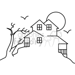 Haunted house on a hill clipart.