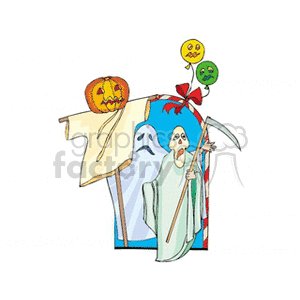   halloween holidays costume costumes party parties ghost ghosts pumpkin pumpkins Clip Art Holidays Halloween scythe death trick or treat kids
