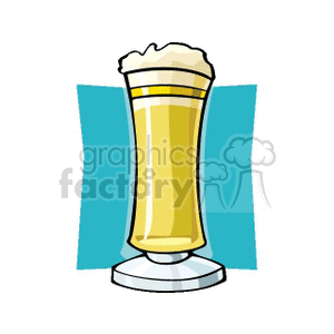 Tall glass of foamy beer framed in blue clipart. Royalty-free image # 145320