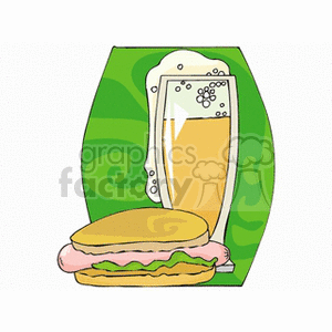 Glass of foamy beer with hot dog clipart. Commercial use image # 145322