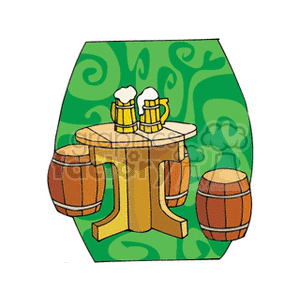 Bar table with two mugs of beer clipart. Royalty-free image # 145328