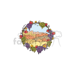 thanksgiving fall grape frame around a field clipart. Royalty-free image # 145456