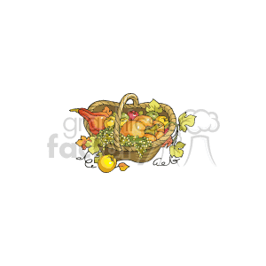 thanksgiving basket full of squash and gourds  clipart. Commercial use image # 145466