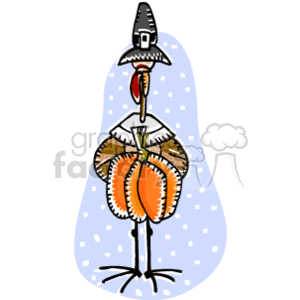 whimsical thanksgiving pilgrim turkey with a pumpkin clipart. Commercial use image # 145586