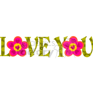 A Girly Sign that says Love You clipart. Commercial use image # 145831