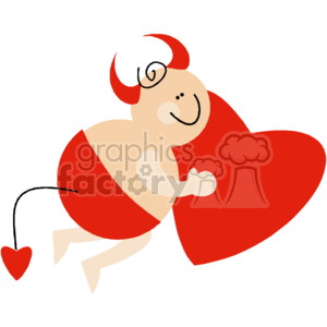 Valentines day devil holding red heart clipart.