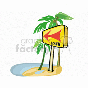   wooden sign post posts signs trail palm tree trees beach  signpost3.gif Clip Art International 
