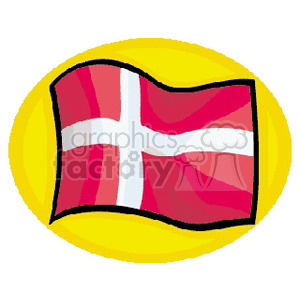 Flag of Denmark in golden oval clipart. Commercial use image # 148554