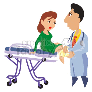 clipart - A Doctor Checking a Woman That has Been Hurt.