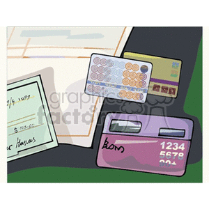   money check checks bills credit card cards debit Clip Art Money 