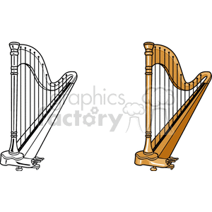   music instruments harp harps  BMT0108.gif Clip Art Music 