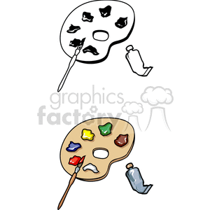 color palette with brush clipart. Commercial use image # 150015