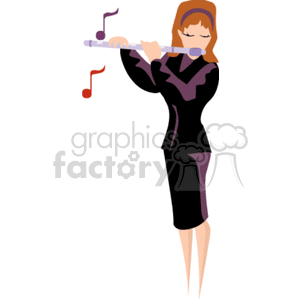 clipart - A Women Playing Her Flute.