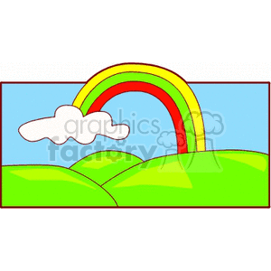 Rainbow over rolling hills clipart. Royalty-free image # 150952