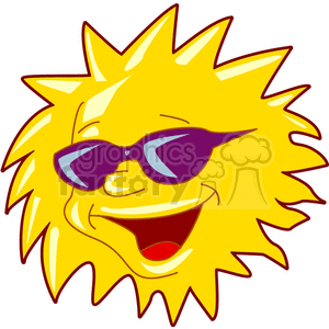 Smiling sun wearing sunglasses clipart. Commercial use image # 151016