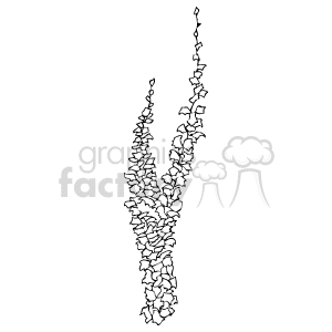 The image appears to be a black and white clipart of a branching plant or tree silhouette with intricate leaf patterns. The image is vertically oriented showing a detailed network of branches and leaves.