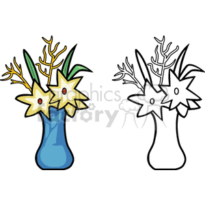   plant plants flower flowers vase vases  BBT0103.gif Clip Art Nature Plants black+white