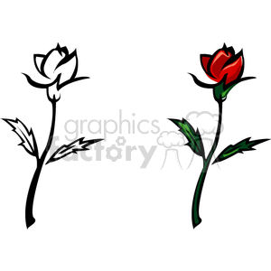 plant plants flower flowers rose red+rose Clip+Art Nature Plants black+white