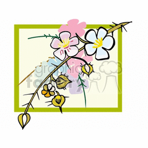 Wild flowers on a branch clipart. Commercial use image # 152047