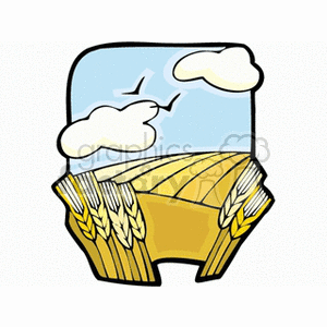 Wheat field with birds flying over clipart. Royalty-free image # 152727