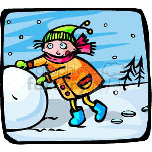 child making a snowman clipart. Royalty-free image # 152766