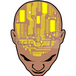   digital circuit board circuits head computer computers robot robots  head001.gif Clip Art Other geek brain