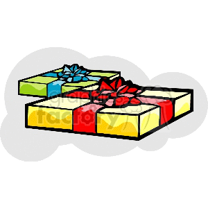 Two presents with bows clipart.