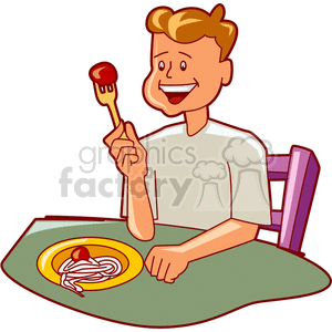   dinner eat eating food spaghetti meatball meatballs boy boys man guy people dinner  eating201.gif Clip Art People 
