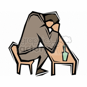   worry worried think thinking man guy people drunk table tables sad  man18121.gif Clip Art People  poverty funeral