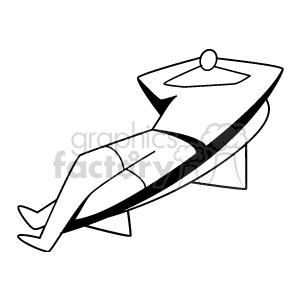 Black and white man lounging in a lounge chair clipart. Commercial use image # 154800