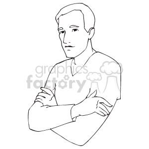 The image is a black and white clipart illustration of a single man. The man appears to be standing with his arms crossed over his chest, and he has a neutral or contemplative expression on his face.