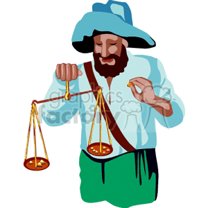 miner weighing gold clipart.