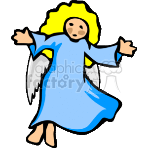 A White Winged Angel with Yellow Hair and a Blue Robe  clipart.