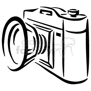 A Black and White Simple Camera clipart. Commercial use image # 156272