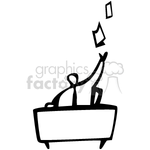 A Man Sitting at a Desk in a Tie Throwing his Paper Work in the Air clipart. Royalty-free image # 156603
