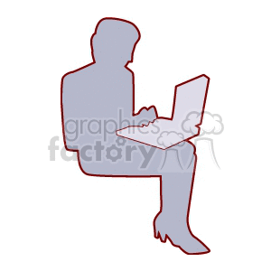 A Silhouette of a Woman Working On a Laptop Sitting 