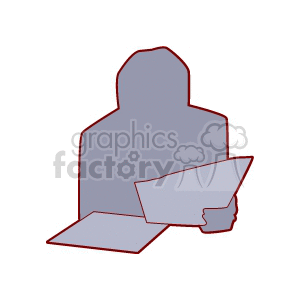 A Silhouette of a Person Hunched Over Looking at some Paper Work clipart. Royalty-free image # 156607