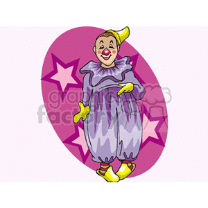 A Clown In Purple Standing with a Star Background clipart. Royalty-free image # 156676