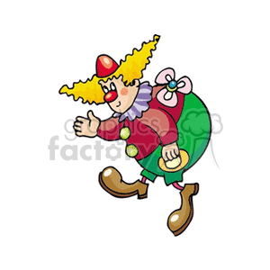 A Bent over Chubby Clown Waiving  clipart. Commercial use image # 156688