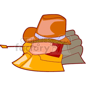 A Tired Cowboy Laying Down with a Piece of Straw in his Mouth clipart. Royalty-free image # 156844