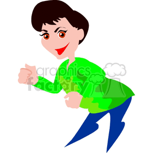 A Woman in a Green Shirt and Blue Pants Dancing clipart.