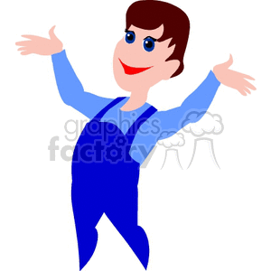 A Man in Blue Overalls Dancing at a Hoedown