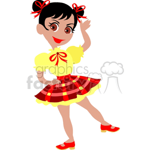 A Young Girl Dress in a Cloggers Uniform Waiving clipart. Commercial use image # 156881