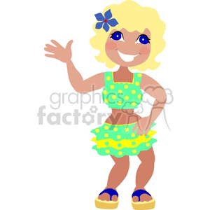 A Young Girl Waiving and Dancing clipart. Royalty-free image # 156899