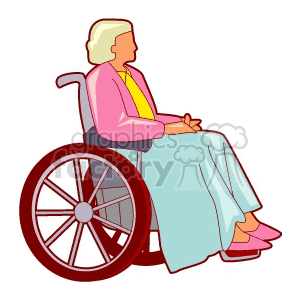 An Older Woman Sitting in her Wheelchair clipart.