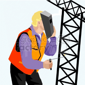 A Constuction Worker Welding a Building Together clipart.