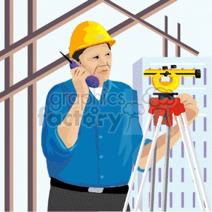   construction man guy people surveying land work working  engineering004.gif Clip Art People Engineering transit phone hardhat