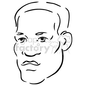 The image is a simple line drawing or clipart of a human face. It includes features such as eyes, eyebrows, a nose, a mouth, ears, and the outline of the head and hairline.