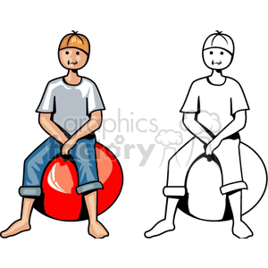 Little boys bouncing on balls clipart. Commercial use image # 158628