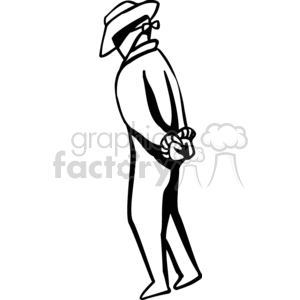 A masked cowboy with his hands tied behind his back clipart.